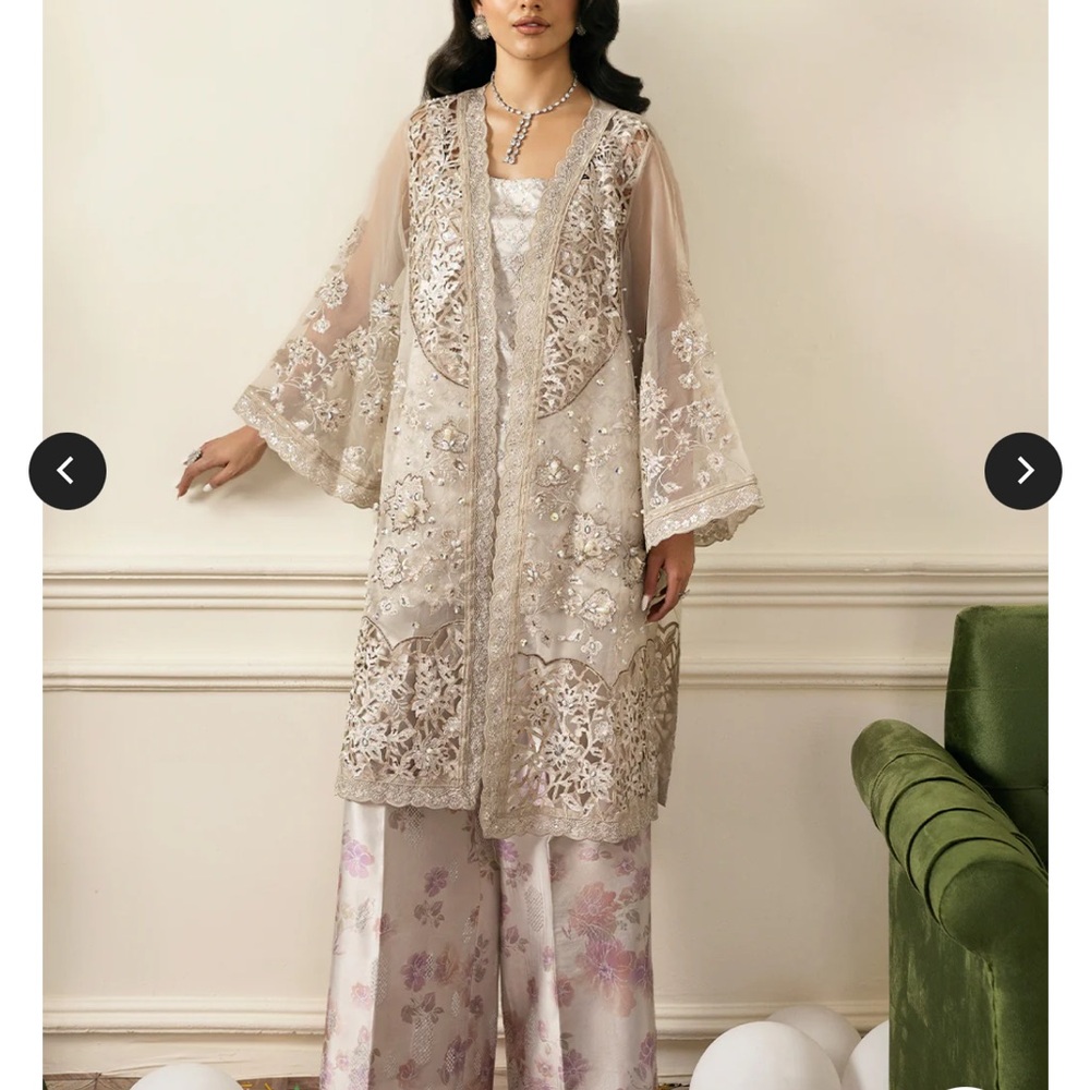 Pakistani Elegant Cream Lace Dress